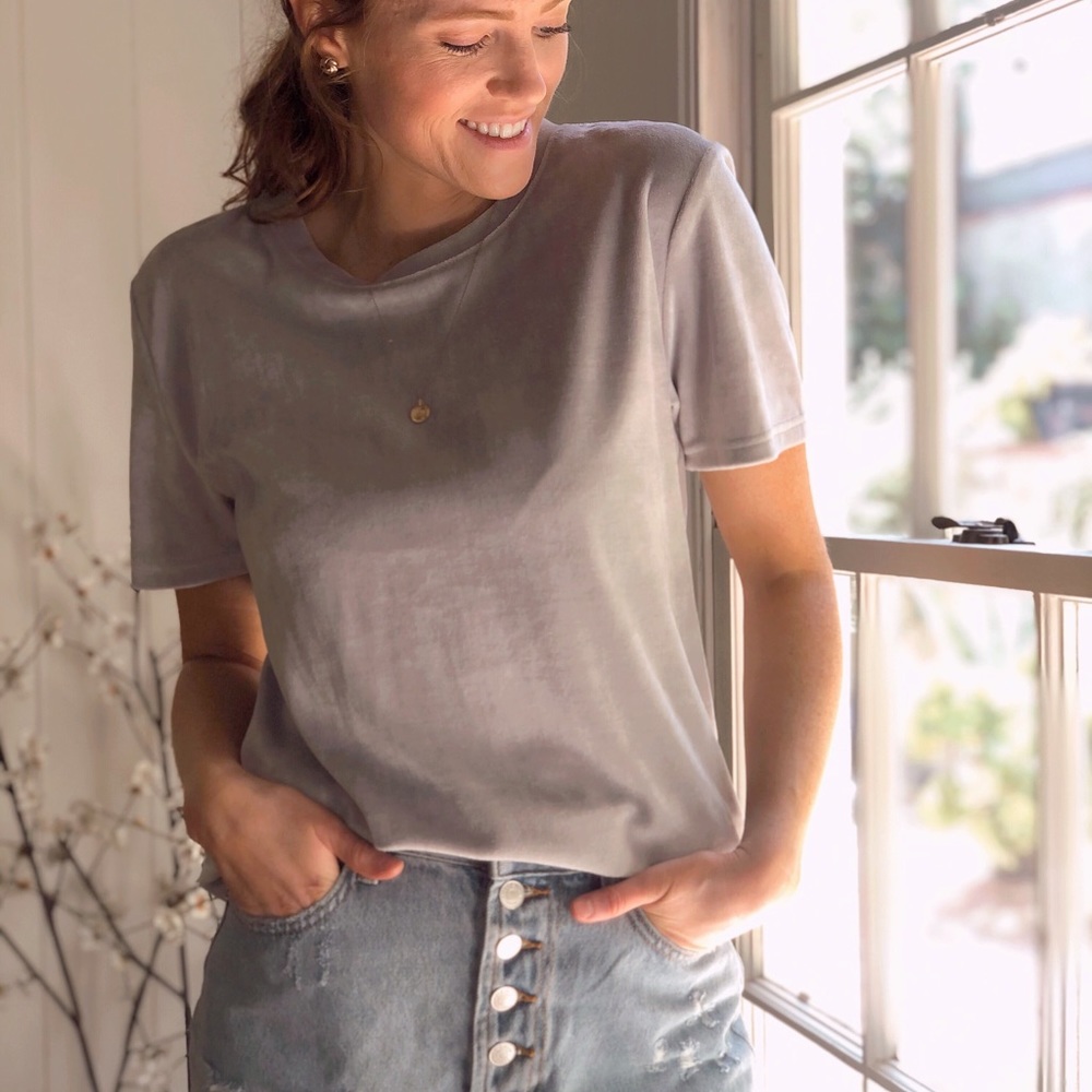 Light Grey Velvet Box Tee